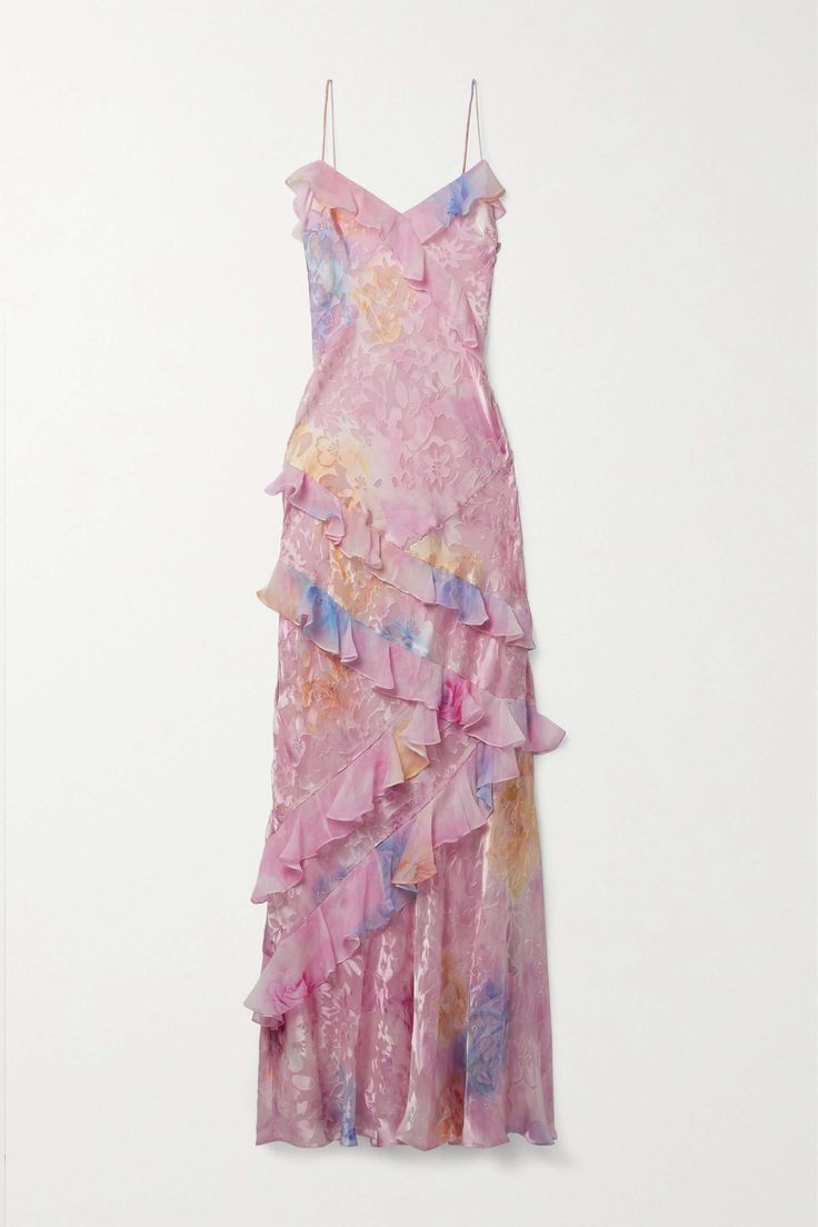Latonya | Vestido Largo Con Tirantes Y Volantes Florales