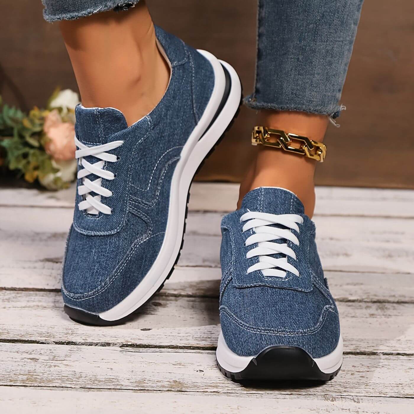 Estela | Zapatillas Denim Con Cordones Casual