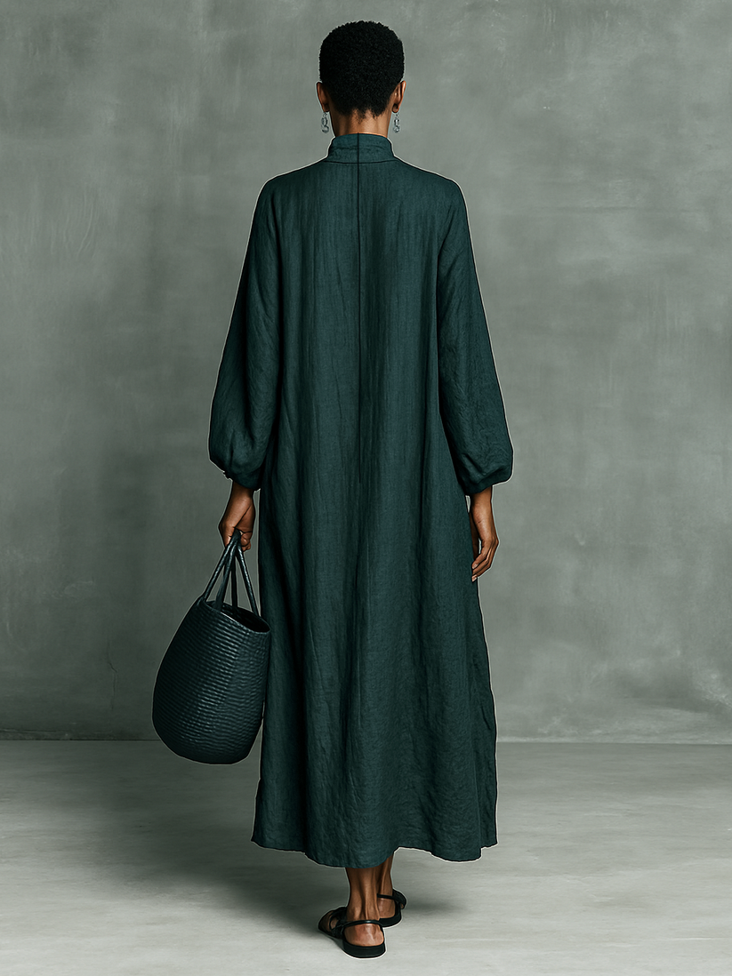 Mirra | Vestido Maxi Bordado Verde Oscuro