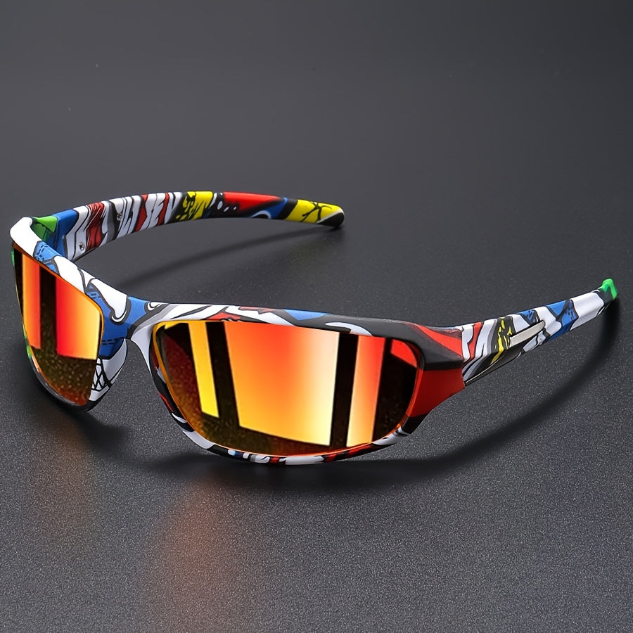 Nexoray | Gafas De Sol Deportivas Envolventes Con Cristales Espejados Y Montura Estampada