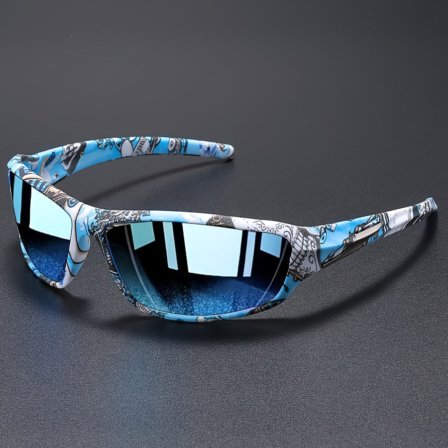 Nexoray | Gafas De Sol Deportivas Envolventes Con Cristales Espejados Y Montura Estampada