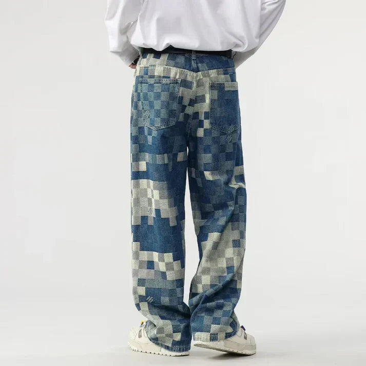 Luc - Vaqueros de Pierna Ancha con Estampado de Mosaico