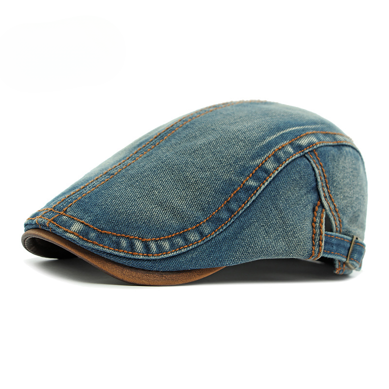 DenvaroCrest | Gorra plana de denim con costura contrastante