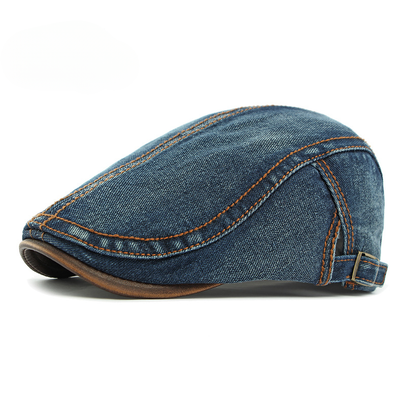 DenvaroCrest | Gorra plana de denim con costura contrastante