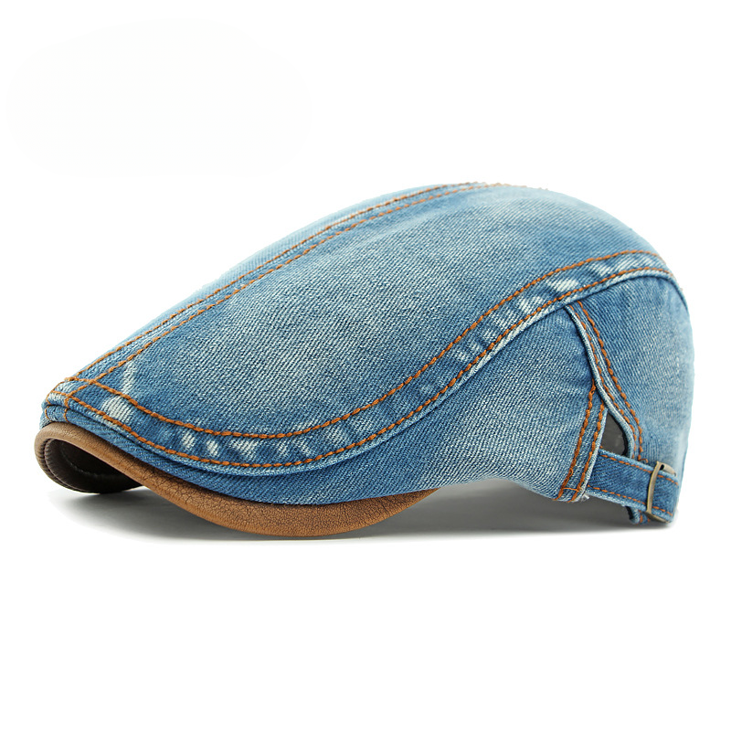 DenvaroCrest | Gorra plana de denim con costura contrastante