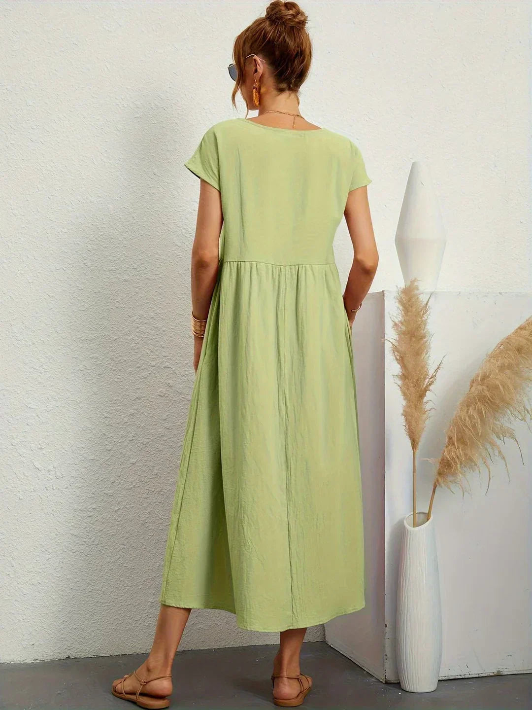 Cintia - Vestido Informal de Corte Holgado Manga Corta y Bolsillos