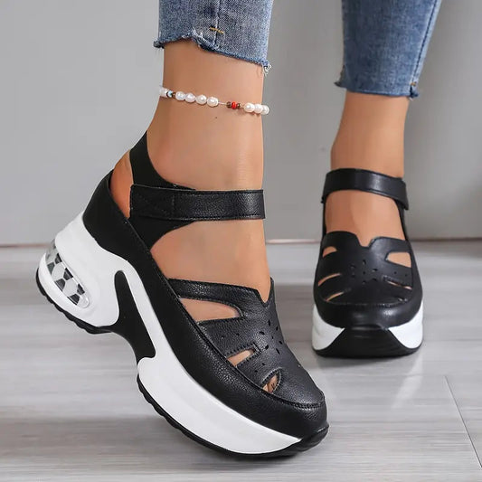 Vinara | Sandalias De Plataforma Para Mujer Con Diseño De Tiras Caladas