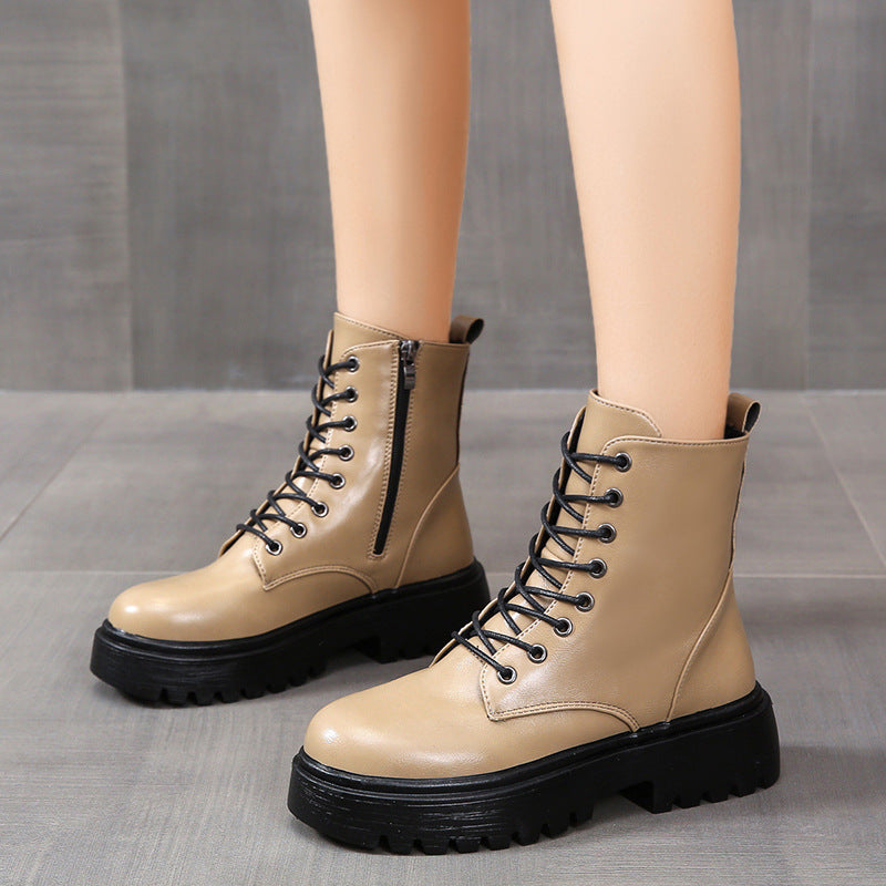 Angela | Botas de Tobillo con Cordones y Suela Gruesa