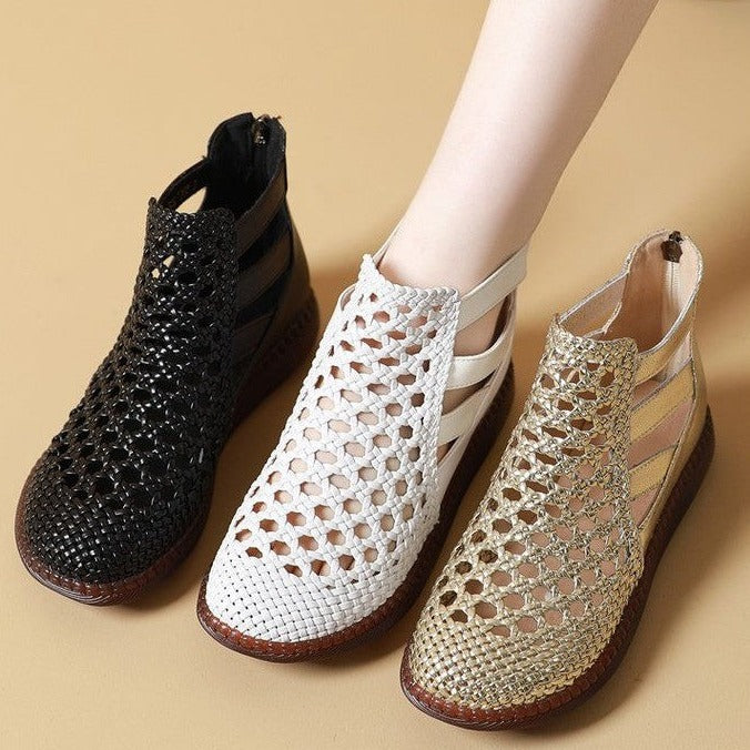 Leolia | Botines Planos Con Aberturas Tejidas