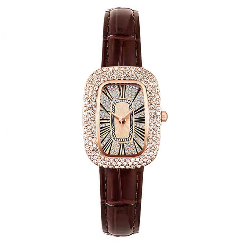Vítor | Reloj rectangular con bisel de cristal y correa roja
