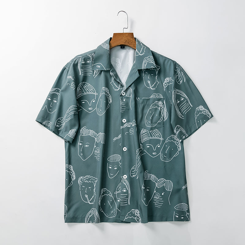 Bertrend |  Camisa Estampada de manga Corta con Botones