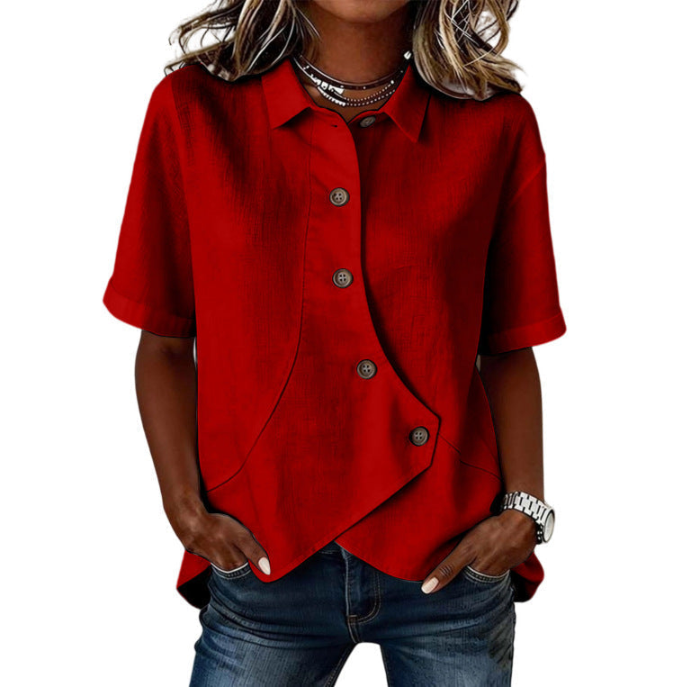 Thabata | Blusa De Manga Corta Con Botones Asimétricos