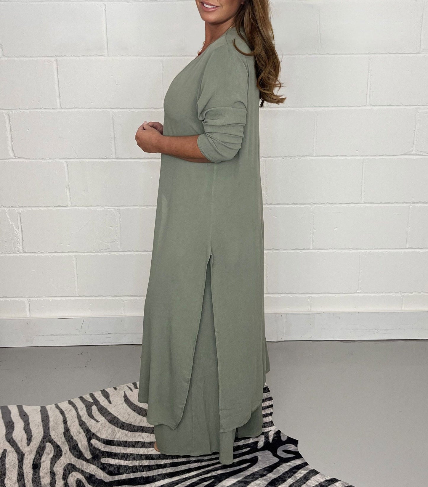 Alejandra | Conjunto De Dos Piezas: Túnica Larga Y Pantalones De Pierna Ancha