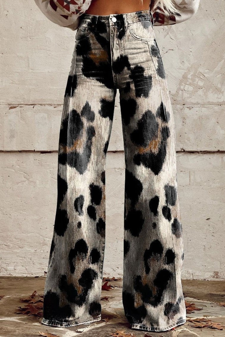 Mallory | Pantalones Vaqueros De Corte Ancho Con Estampado De Vaca