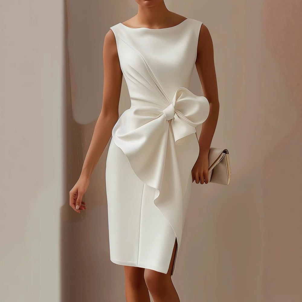 Quinn | Vestido midi sin Mangas con Lazo