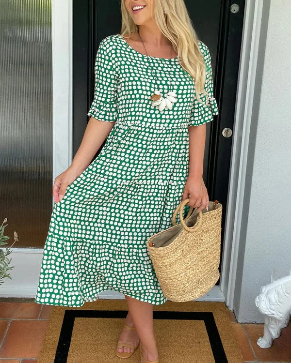 Blythea | Vestido MIDI De Lunares, Manga Corta Y Corte Holgado