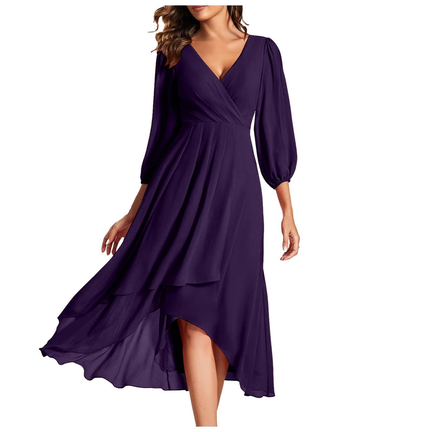 Laia | Vestido De Gasa Con Escote en V Y Bajo Asimétrico