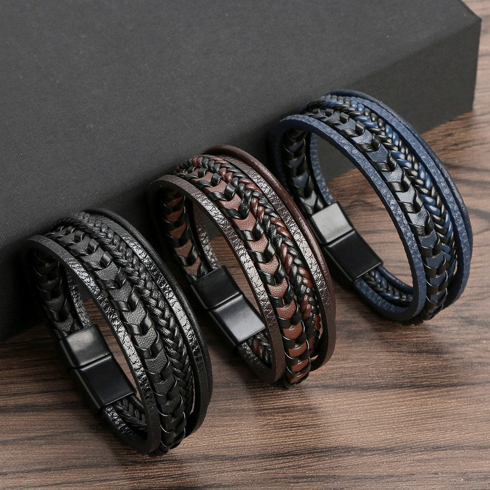 Lennart | Pulsera de Varias Capas con Efecto piel y Detalle Trenzado