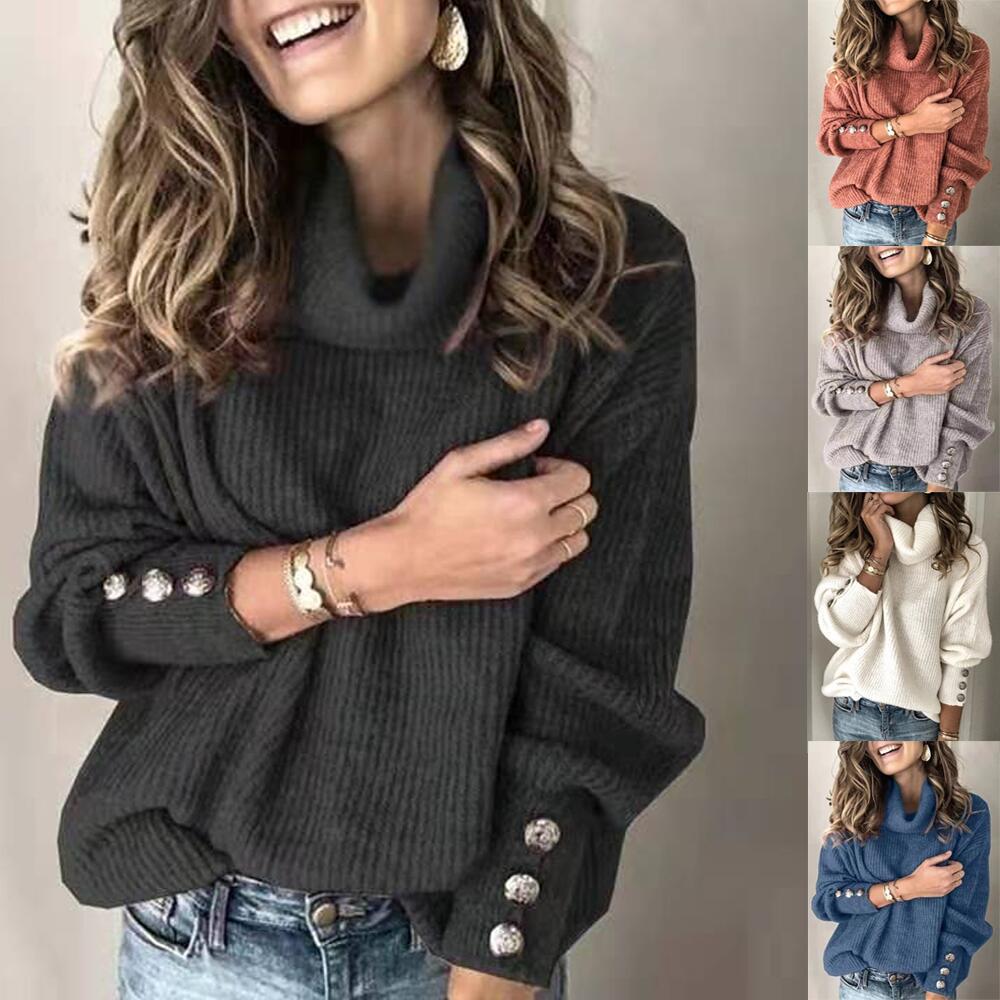 Roweonica | Suéter de Cuello Cowl con Detalle de Botón