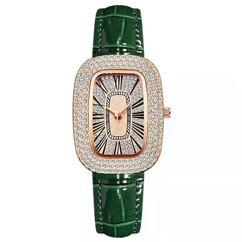 Vítor | Reloj rectangular con bisel de cristal y correa roja