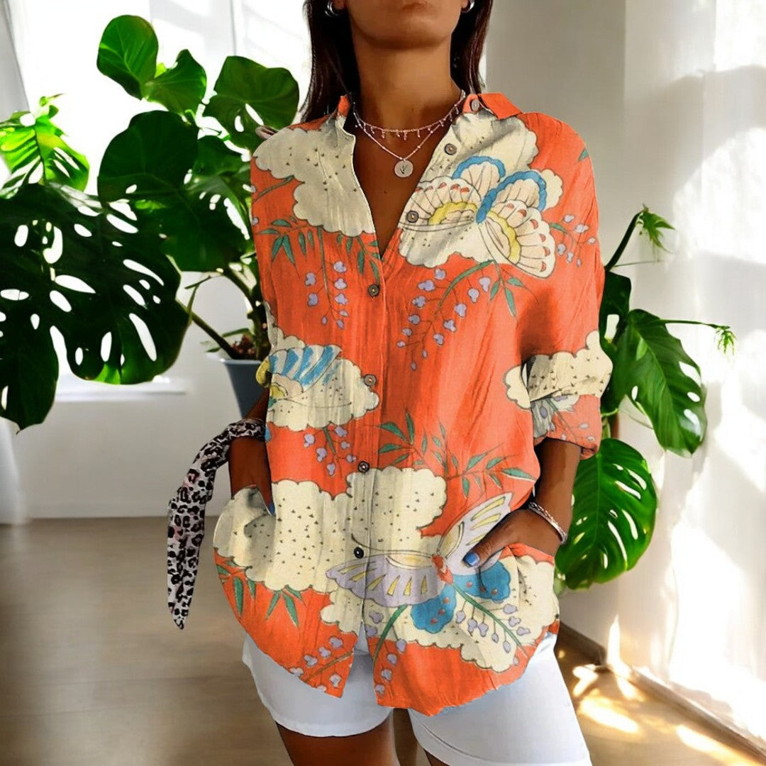 Elira | Camisa Floral Manga Larga Abotonada