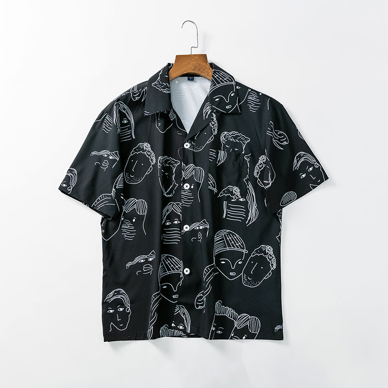 Bertrend |  Camisa Estampada de manga Corta con Botones