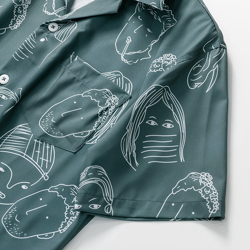 Bertrend |  Camisa Estampada de manga Corta con Botones