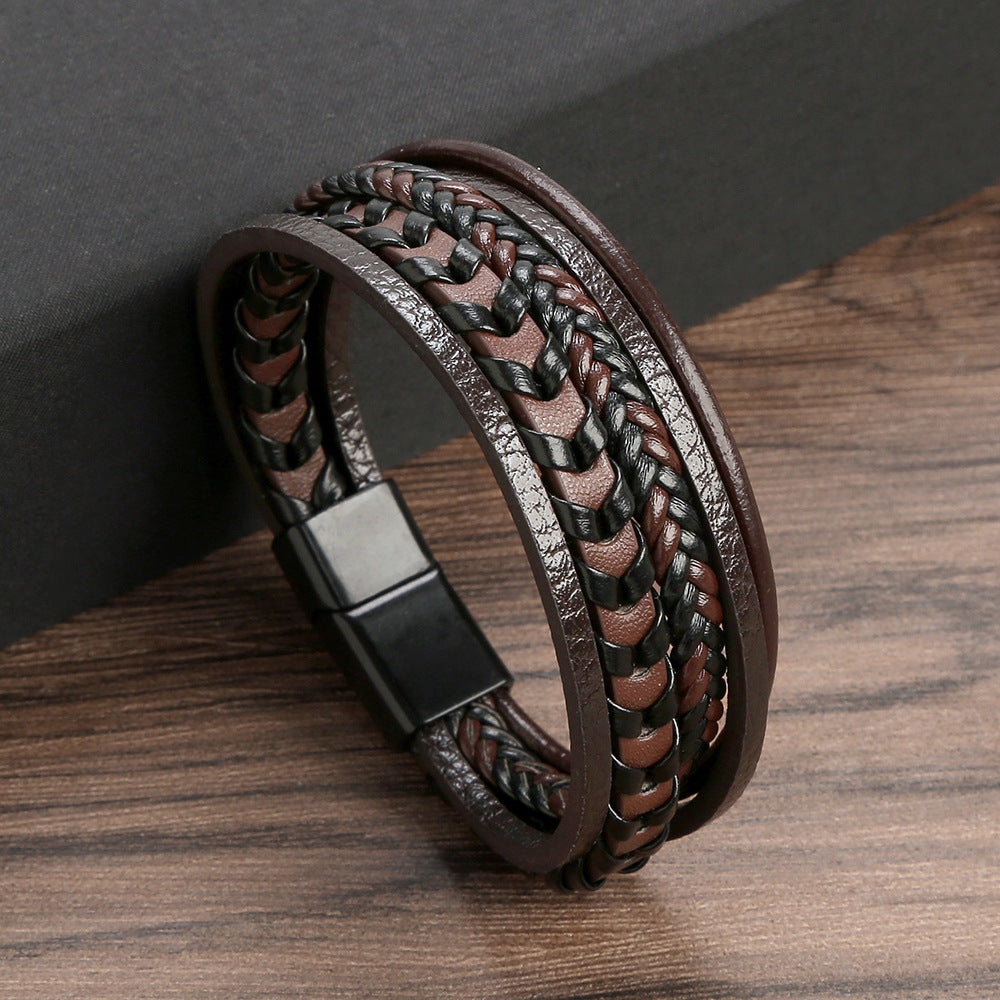 Lennart | Pulsera de Varias Capas con Efecto piel y Detalle Trenzado