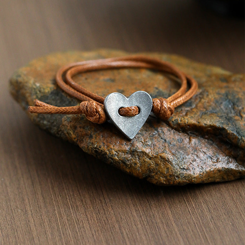 Lovenna - Pulsera de Cordón Ajustable con Detalle de Corazón Metálico