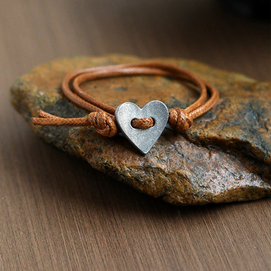 Lovenna - Pulsera de Cordón Ajustable con Detalle de Corazón Metálico