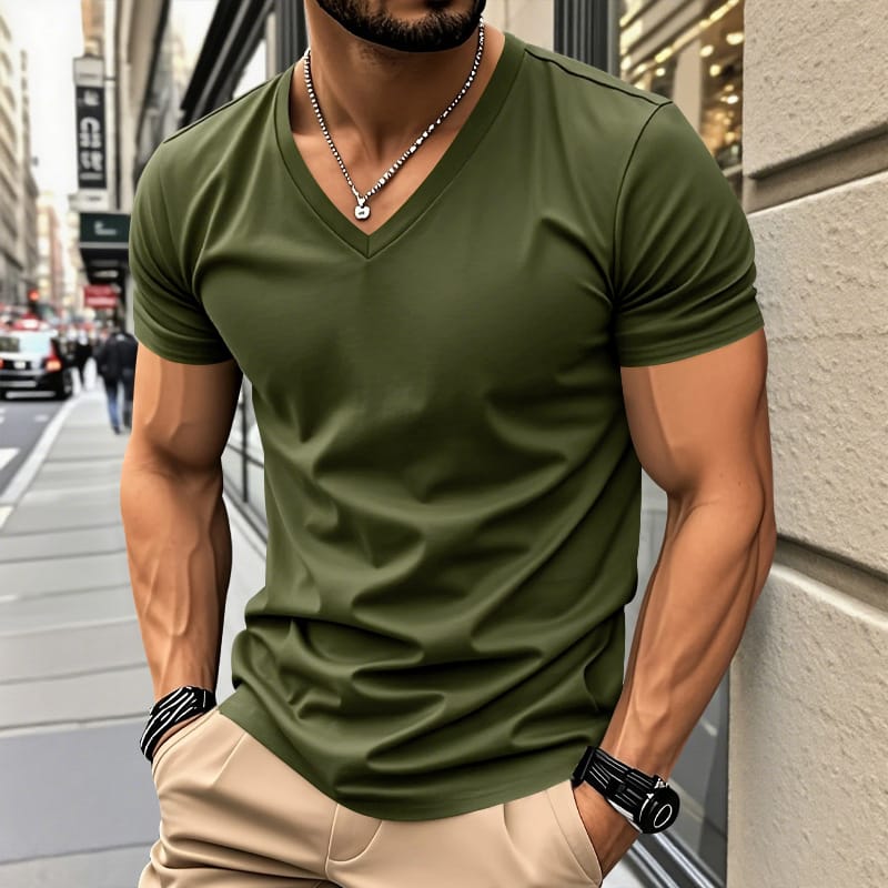 Railson | Camiseta de Manga Corta Con Cuello en V y Tacto de Algodón