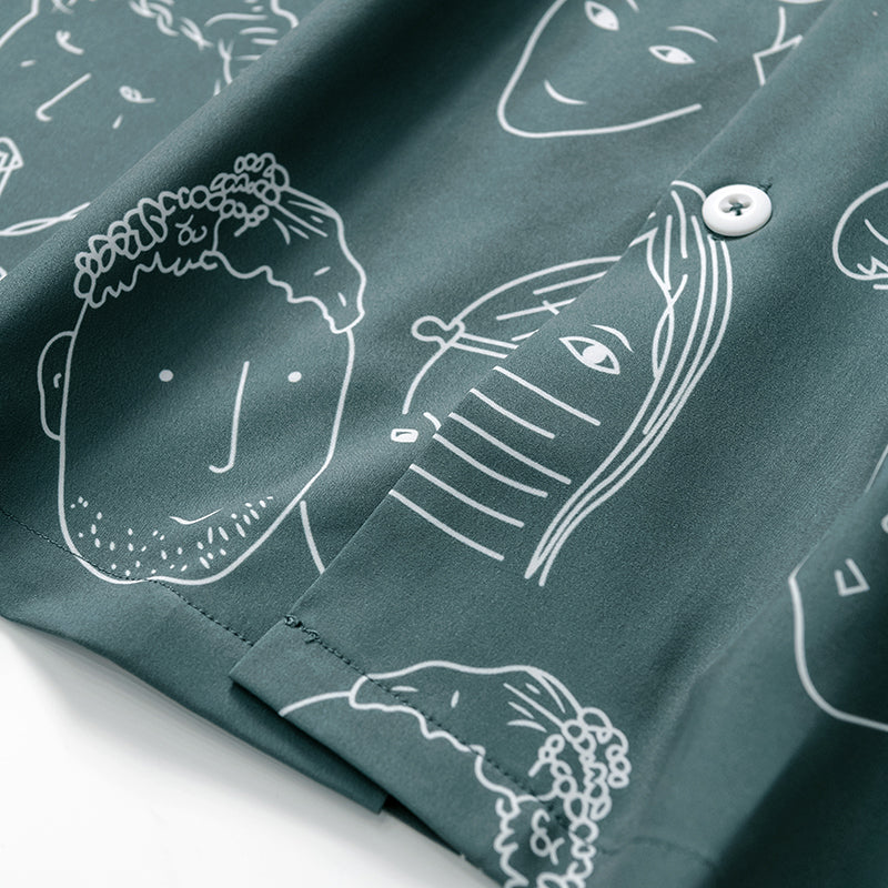 Bertrend |  Camisa Estampada de manga Corta con Botones