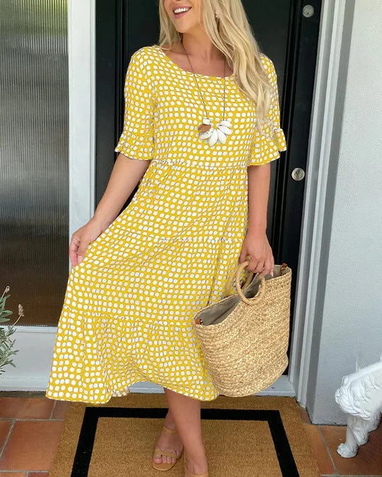 Blythea | Vestido MIDI De Lunares, Manga Corta Y Corte Holgado