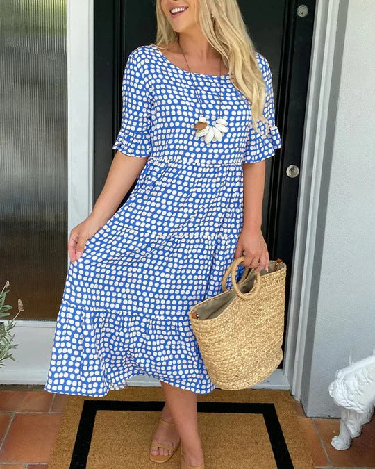 Blythea | Vestido MIDI De Lunares, Manga Corta Y Corte Holgado