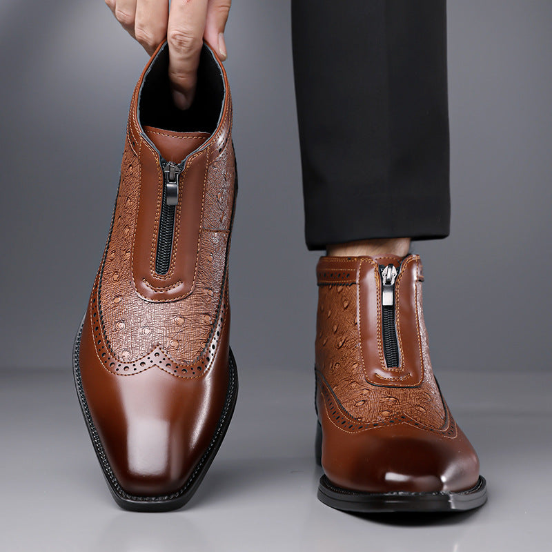 Butler - Botines de Punta Cuadrada Con Cremallera Frontal