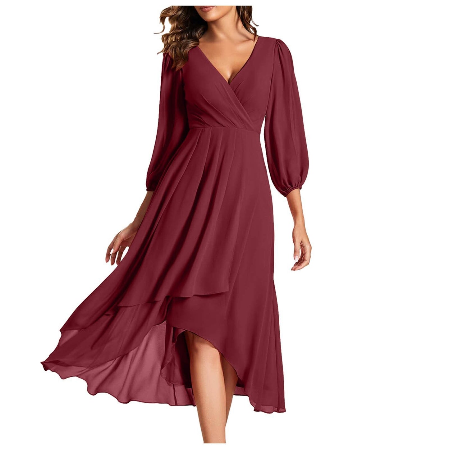 Laia | Vestido De Gasa Con Escote en V Y Bajo Asimétrico