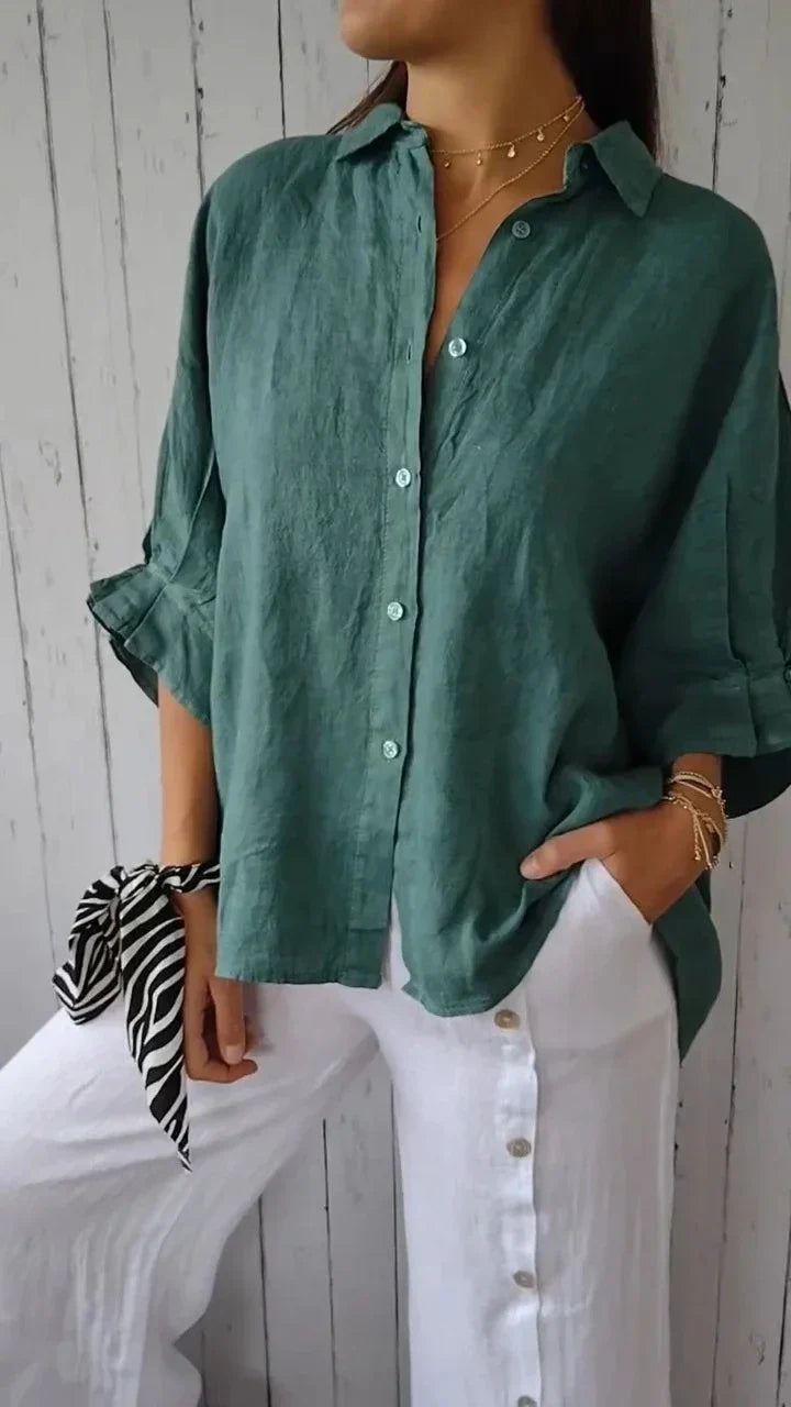 Aelita | Camisa de Manga Larga Con Cuello y Botones en la Parte Delantera