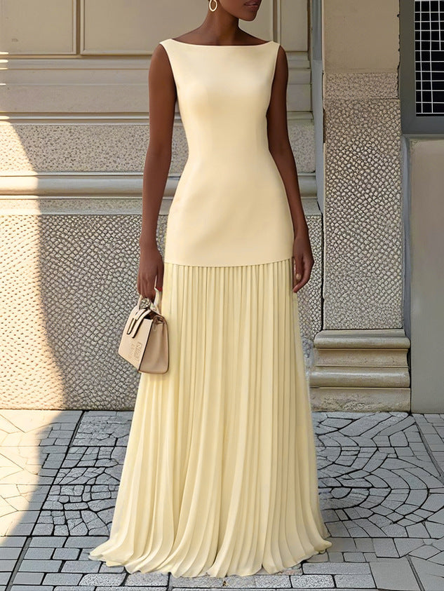 Ndilokelwa | Vestido Maxi Sin Mangas Plisado Elegante