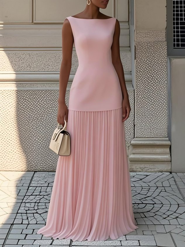 Ndilokelwa | Vestido Maxi Sin Mangas Plisado Elegante