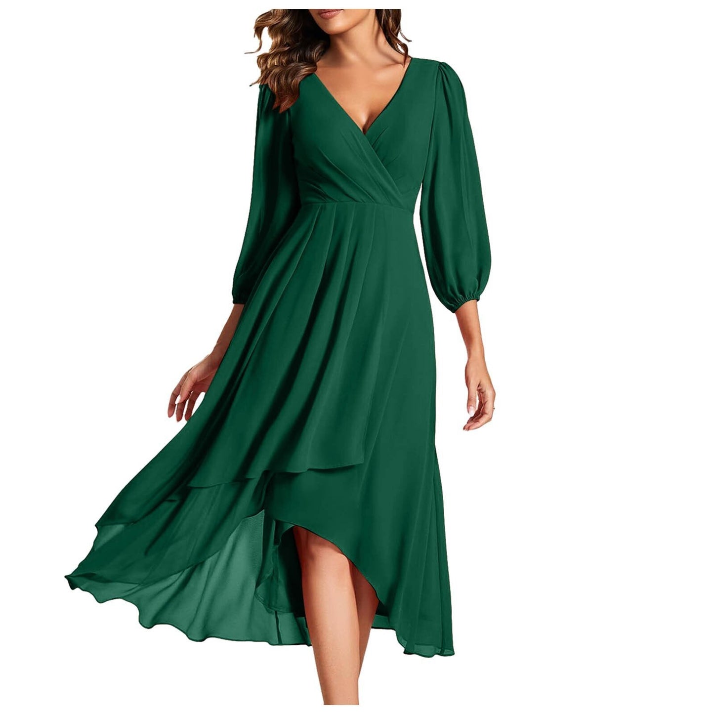 Laia | Vestido De Gasa Con Escote en V Y Bajo Asimétrico