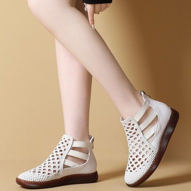 Leolia | Botines Planos Con Aberturas Tejidas