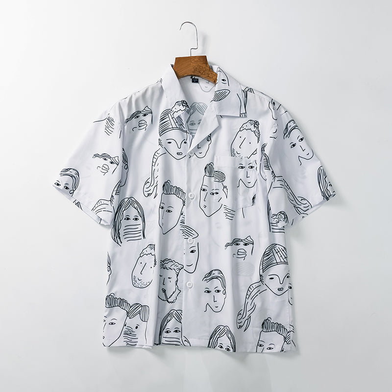 Bertrend |  Camisa Estampada de manga Corta con Botones