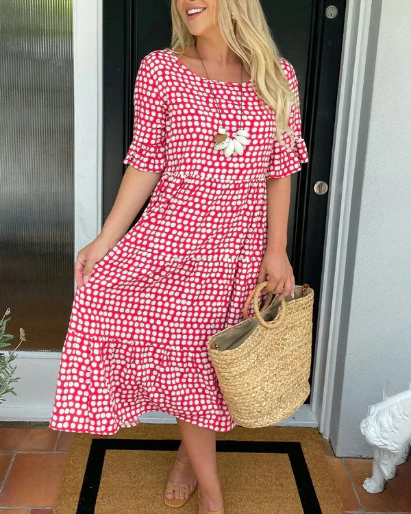Blythea | Vestido MIDI De Lunares, Manga Corta Y Corte Holgado