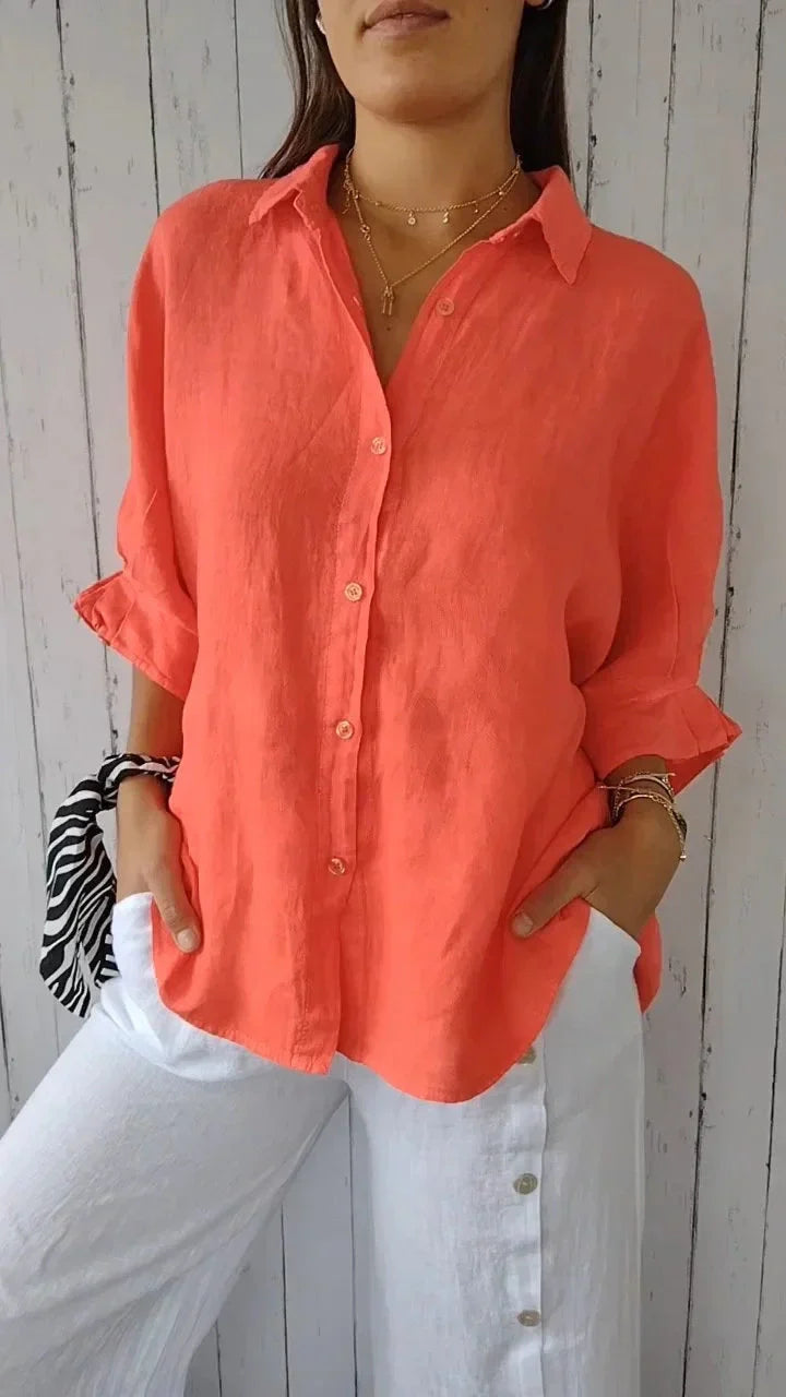 Aelita | Camisa de Manga Larga Con Cuello y Botones en la Parte Delantera
