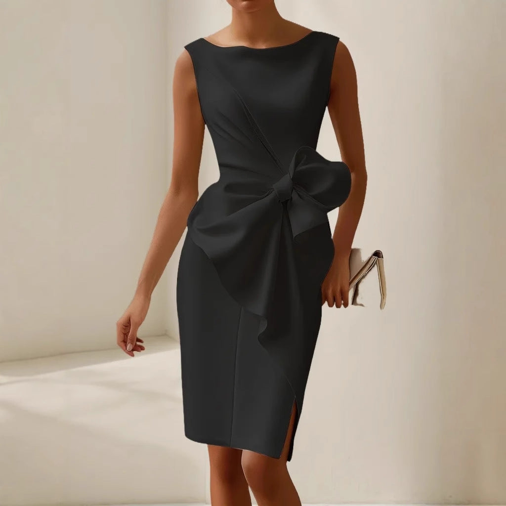Quinn | Vestido midi sin Mangas con Lazo