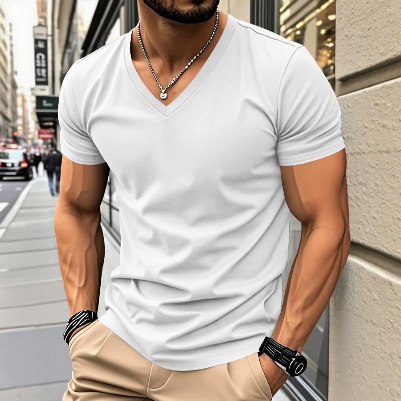 Railson | Camiseta de Manga Corta Con Cuello en V y Tacto de Algodón