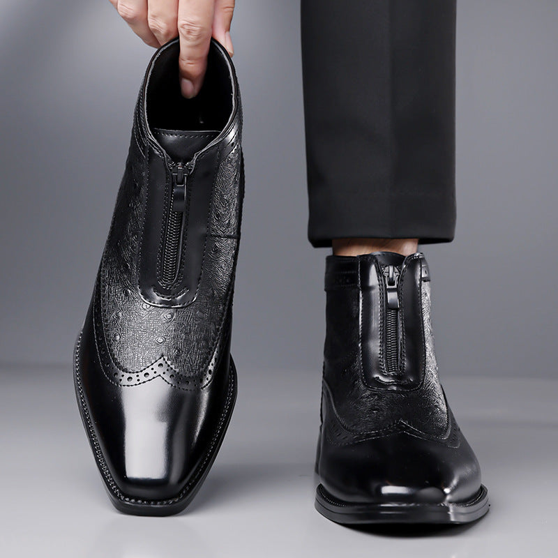 Butler - Botines de Punta Cuadrada Con Cremallera Frontal