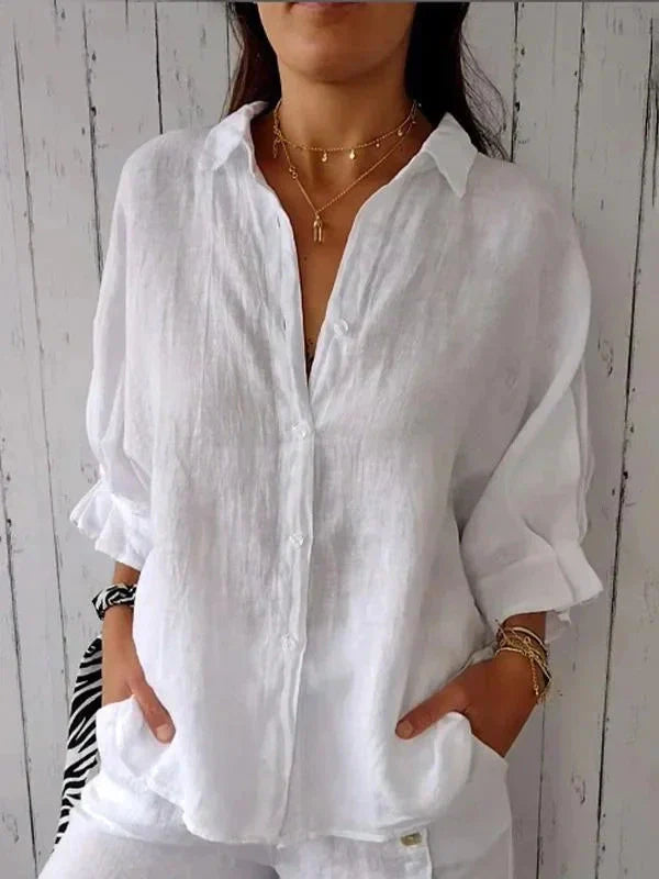 Aelita | Camisa de Manga Larga Con Cuello y Botones en la Parte Delantera
