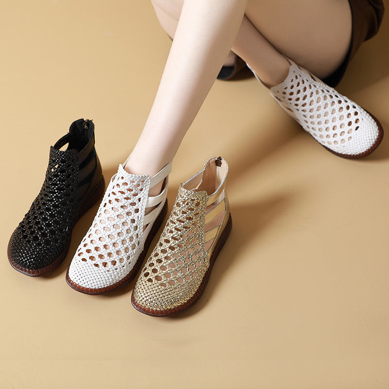 Leolia | Botines Planos Con Aberturas Tejidas