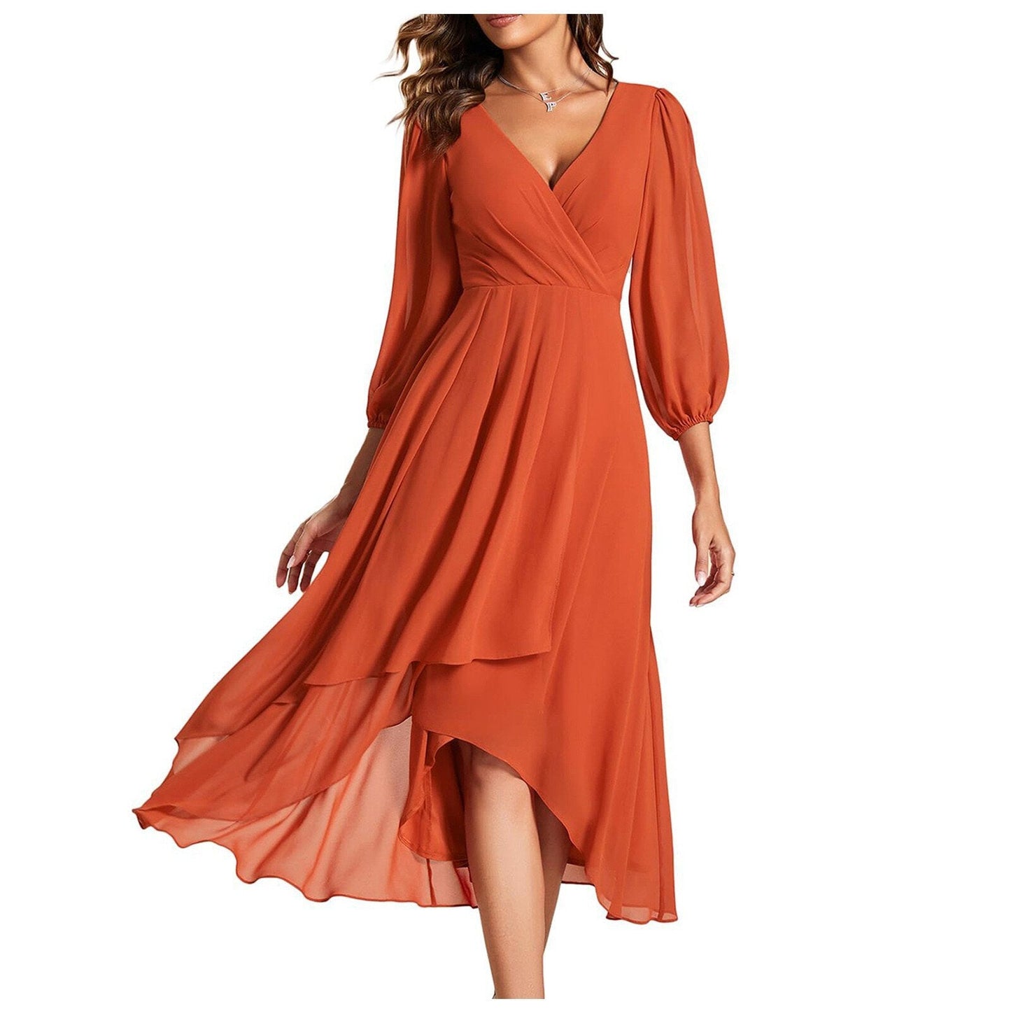 Laia | Vestido De Gasa Con Escote en V Y Bajo Asimétrico